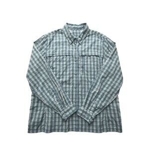 L.L. Bean Shirt Mens XL Blue Plaid Vented Fishing Button Up Lightweight